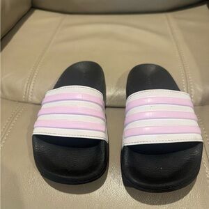 adidas Kids Slide Sandals in Black and Pink